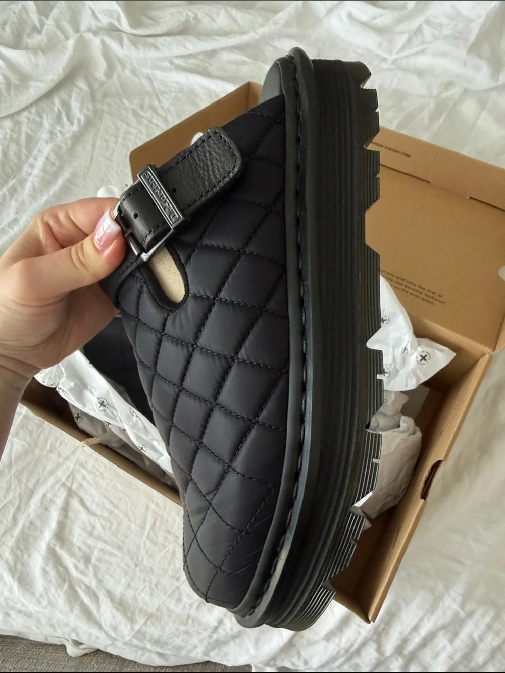 Dr. Martens Men’s Black Quilted Slip-On Clog with Buckle